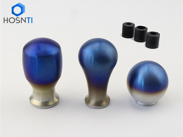 burnt blue colored titanium shift knob