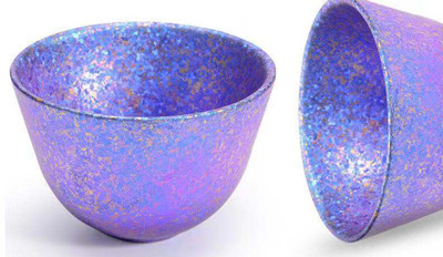 Titanium tea cups with anodized Ice flower color