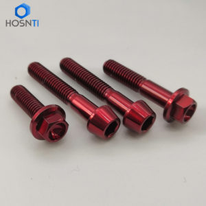 a photo of red titanium bolts