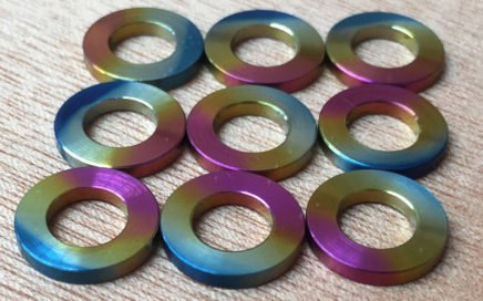 rainbow colored titanium washers