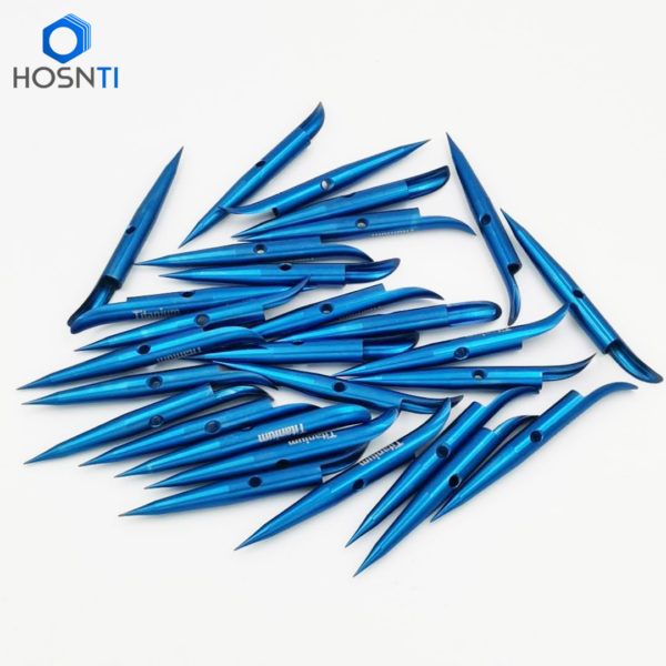 blue colored titanium spear tips