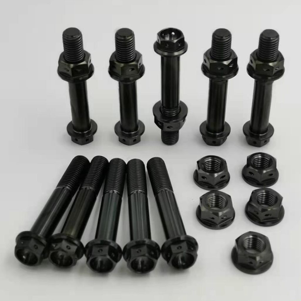 black hex flange titanium bolts and flange titanium nuts
