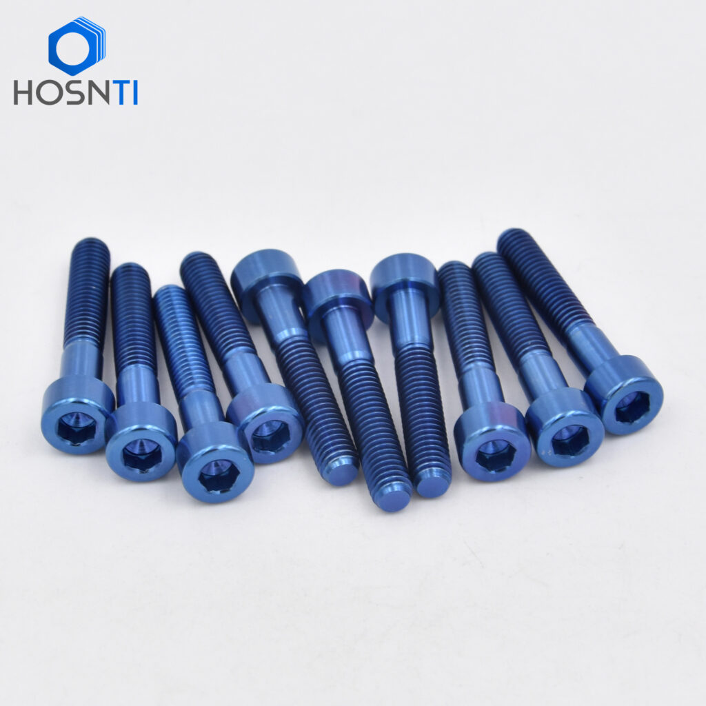 blue cylindrical head titanium screws