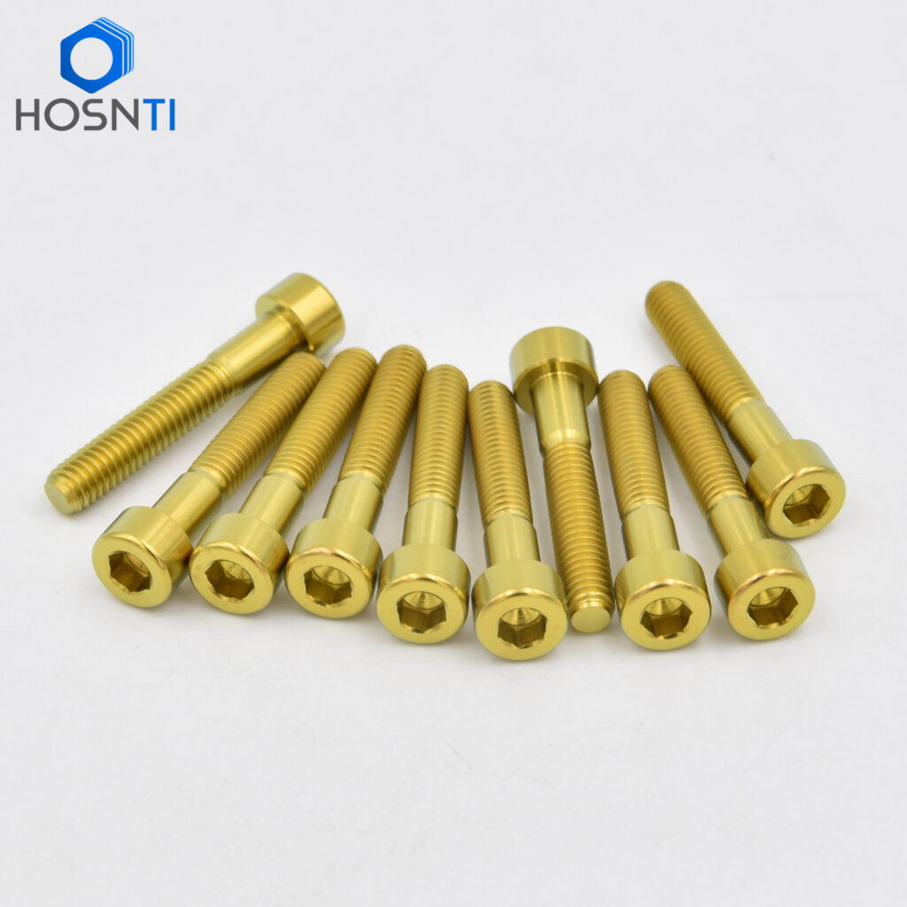 gold cylindrical head titanium screws