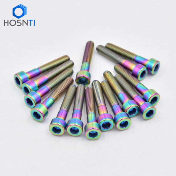 oilslick cylindrical head titanium screws