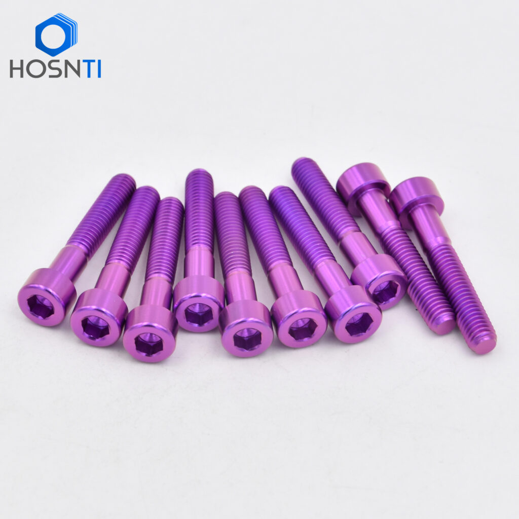 purple cylindrical head titanium screws