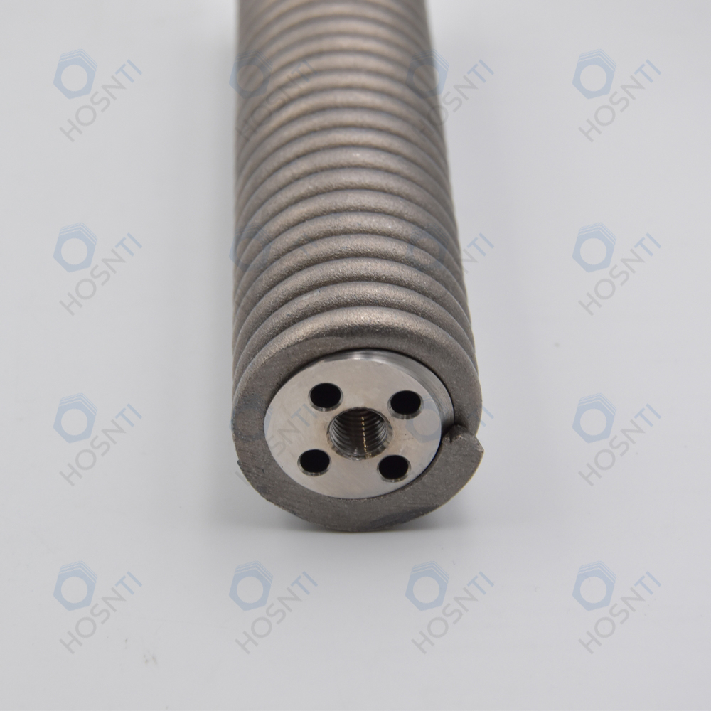 titanium extension spring with threaded inserts